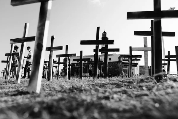 Salvador Bahia Brazil October 2021 Crosses Fixed Ground Honor Those — Stock Photo, Image