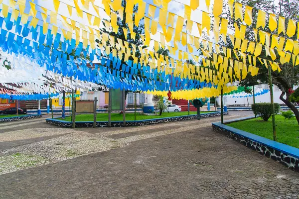 Taperoa Bahia Brasilien Juli 2018 Utsikt Över Ett Torg Dekorerat — Stockfoto