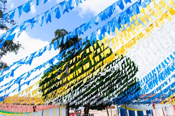 Taperoa Bahia Brasil Julho 2018 Vista Uma Praça Decorada Para — Fotografia de Stock