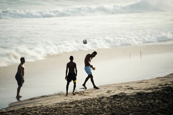 Salvador Bahia Brasile Settembre 2021 Giovani Che Giocano Beach Soccer — Foto Stock
