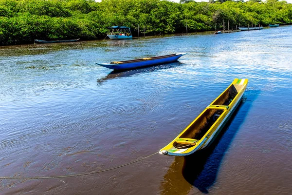 Two Fishing Canoes Boat Standing Jaguaripe River Maragogipinho Bahia Brazil — Photo