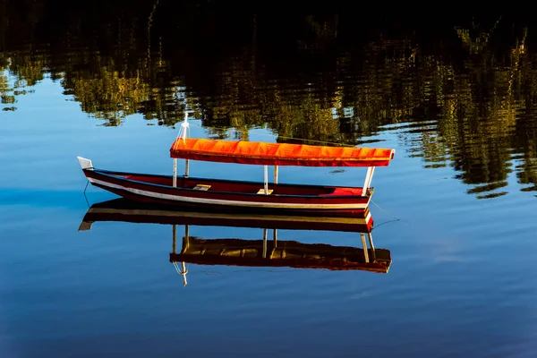 Boat Stopped River Forest Background Nilo Pecanha Bahia Brazil — стоковое фото