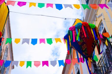 Salvador, Bahia, Brezilya - 20 Haziran 2019: Pillory Dekorasyonu, Sao Joao Festivali, Salvador Tarihi Merkezi, Bahia.