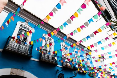 Salvador, Bahia, Brezilya - 22 Haziran 2019: Pillory Dekorasyonu, Sao Joao Festivali, Salvador Tarihi Merkezi, Bahia.
