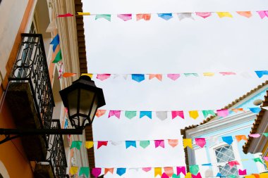 Salvador, Bahia, Brezilya - 22 Haziran 2019: Pillory Dekorasyonu, Sao Joao Festivali, Salvador Tarihi Merkezi, Bahia.