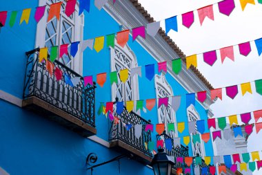 Salvador, Bahia, Brezilya - 20 Haziran 2019: Pillory Dekorasyonu, Sao Joao Festivali, Salvador Tarihi Merkezi, Bahia.
