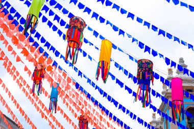 Salvador, Bahia, Brezilya - 20 Haziran 2019: Pillory Dekorasyonu, Sao Joao Festivali, Salvador Tarihi Merkezi, Bahia.