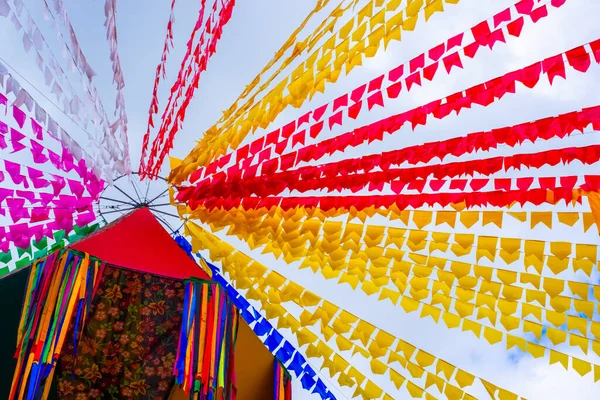Salvador, Bahia, Brezilya - 20 Haziran 2019: Pillory Dekorasyonu, Sao Joao Festivali, Salvador Tarihi Merkezi, Bahia.
