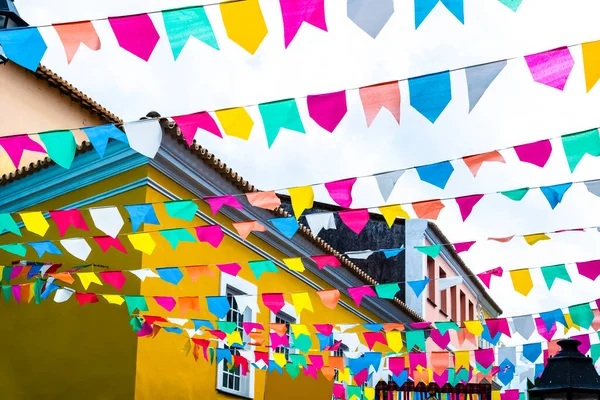 Salvador, Bahia, Brezilya - 22 Haziran 2019: Pillory Dekorasyonu, Sao Joao Festivali, Salvador Tarihi Merkezi, Bahia.