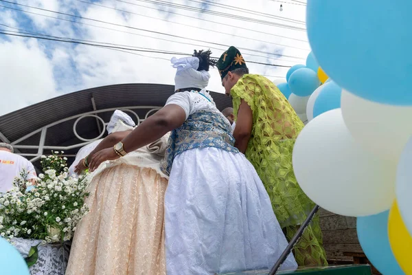 Члены Религии Кандомбле Замечены Время Религиозного Празднования Террейро Городе Санто — стоковое фото