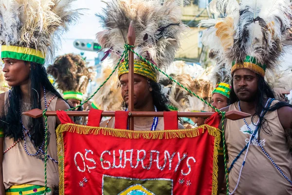 Salvador Bahia Brazylia Lipca 2015 Ludność Rdzenna Widziana Jest Podczas — Zdjęcie stockowe