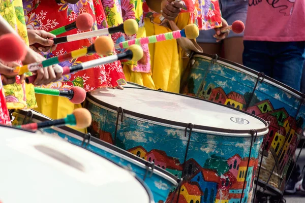 Salvador Bahia Brasil Julho 2015 Músicos São Vistos Durante Desfile — Fotografia de Stock