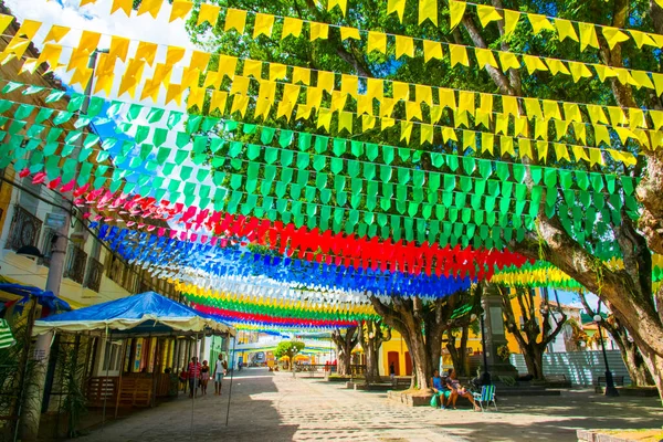 Cachoeira Bahia Brasil Junho 2019 Bandeiras Coloridas Para Decoração Festa — Fotografia de Stock