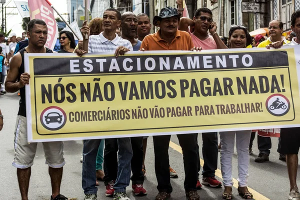 Salvador Bahia Brasil Julho 2015 Pessoas São Vistas Durante Desfile — Fotografia de Stock