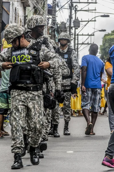 Salvador Bahia Brazylia Lipca 2015 Personel Wojskowy Widziany Jest Podczas — Zdjęcie stockowe