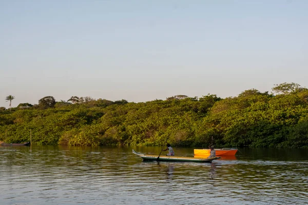 Maragogipinho Bahia Brésil Octobre 2018 Pêcheuse Ramant Canot Vers Jetée — Photo
