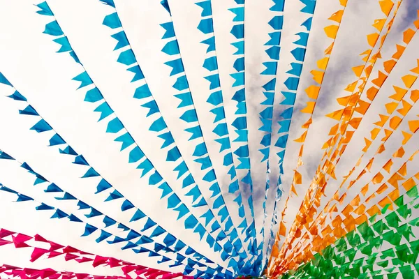 Bandeiras Coloridas Decorando Festa São João Pelourinho Centro Histórico Salvador — Fotografia de Stock
