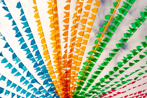 Colorful Flags Decorating Feast Sao Joao Pelourinho Historic Center Salvador — Stock Photo, Image