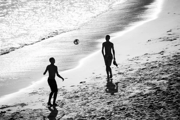 Salvador Bahia Brazil November 2021 People Playing Beach Soccer Paciencia — Stock Photo, Image