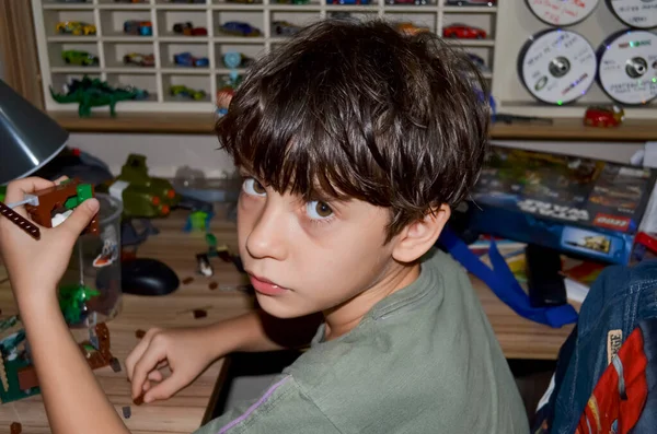 Portrait Child Playing Room Looking Camera Salvador Bahia Brazil — Foto Stock