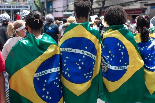 Salvador Bahia Brazil October 2021 Protester Walks Gesticulates Screams Protest — Stock Photo, Image