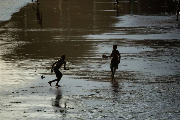 Salvador Bahia Brazil November 2021 Two Young Men Playing Beach — Stock Photo, Image