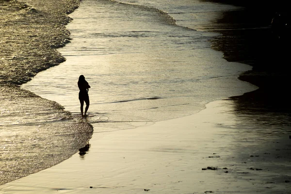 Salvador Bahia Brazil November 2021 People Walking Sand Rio Vermelho — Stock Photo, Image