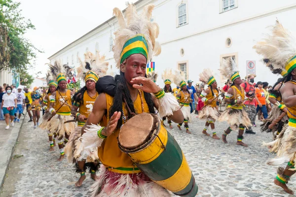 Salvador Bahia Brazil July 2022 Group Indigenous People Parade Civic — Stock Fotó