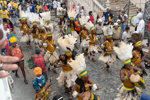 Salvador Bahia Brazil July 2022 Group Indigenous People Parade Civic — 스톡 사진