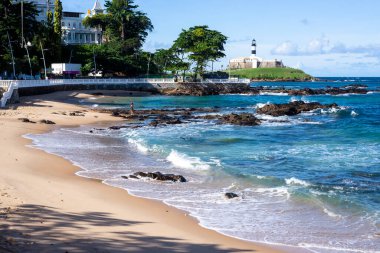Salvador, Bahia, Brazil - June 04, 2022: View from afar of Farol da Barra, postcard city of Salvador, Bahia, Brazil.