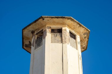 Salvador, Bahia, Brazil - November 01, 2021: Tower of a Catholic church from the last century. Salvador, Bahia, Brazil.