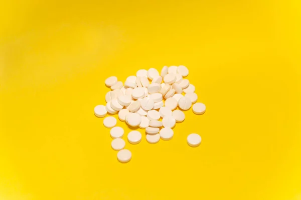 Several White Colored Pills Laid Out Top Blue Surface Medical — 图库照片