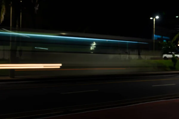 Colorful Light Trails Motion Blur Effect Bus Long Time Exposure — Photo