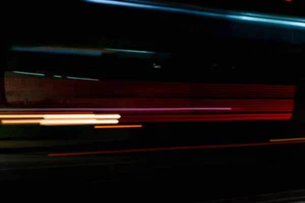 Colorful Light Trails Motion Blur Effect Bus Long Time Exposure —  Fotos de Stock