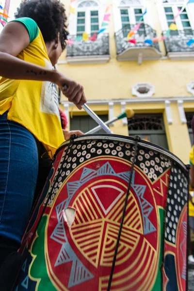Salvador Bahia Brazil June 2018 Dida Band Members Play Percussion — Stockfoto