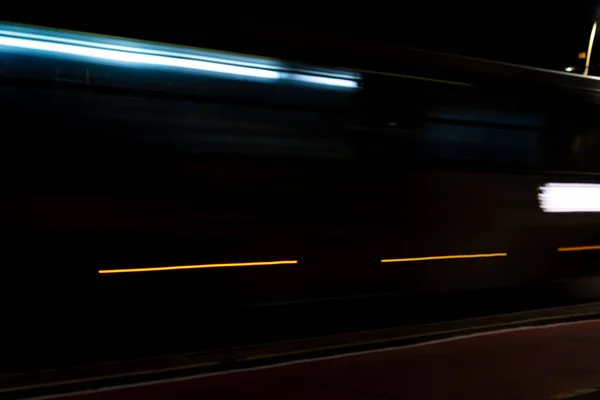 Colorful Light Trails Motion Blur Effect Bus Long Time Exposure —  Fotos de Stock