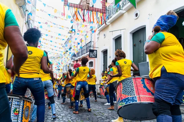Salvador Bahia Brazil June 2018 Dida Band Members Play Percussion — Stockfoto