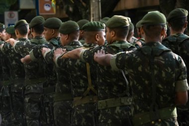 salvador, bahia, brazil - september 7, 2016: Brazilian Army soldiers during military parade in celebration of Brazil independence in the city of Salvador, Bahia.