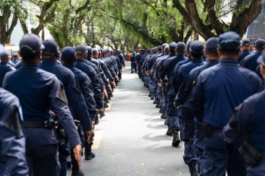 Salvador, Bahia, Brazil - September 07, 2022: Municipal guard participating in the Brazilian independence parade in the city of Salvador, Bahia.