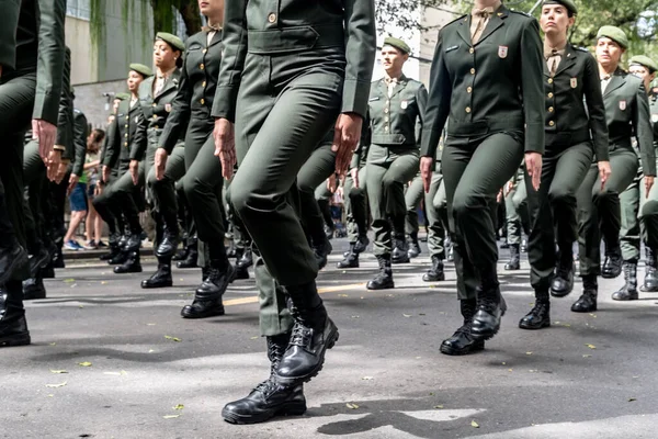 Salvador Bahia Brazil September 2022 Women Soldiers Brazilian Army Parading — Zdjęcie stockowe