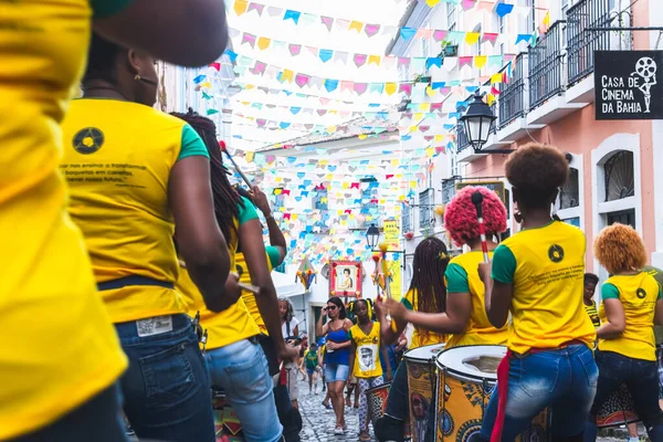 Salvador Bahia Brazil June 2018 Dida Band Members Play Percussion — Foto de Stock