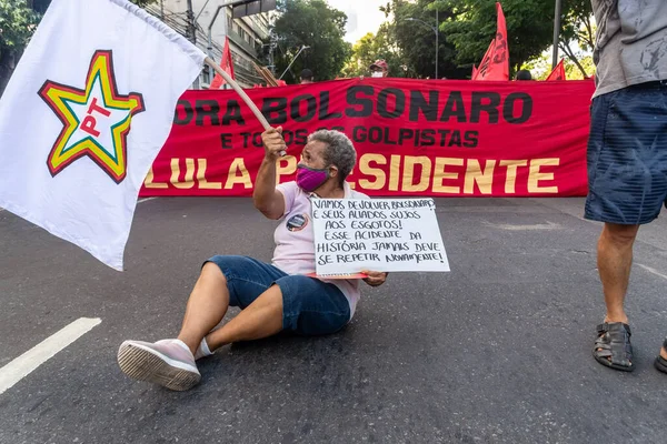 Salvador Bahia Brazil April 2022 Militant Protesting Far Right Presidential — ストック写真