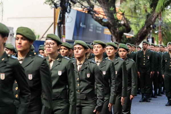 Salvador Bahia Brazil September 2022 Women Soldiers Brazilian Army Parading — Zdjęcie stockowe