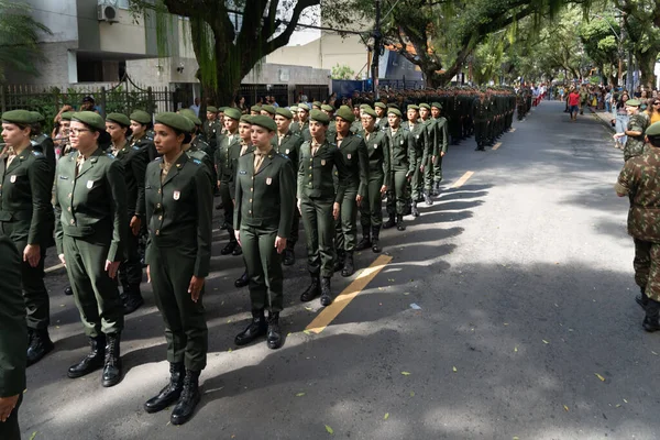 Salvador Bahia Brazil September 2022 Women Soldiers Brazilian Army Parading — 스톡 사진