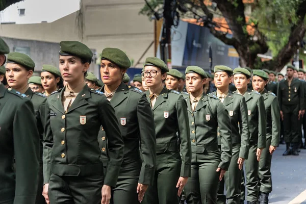 Salvador Bahia Brazil September 2022 Women Soldiers Brazilian Army Parading — Stockfoto