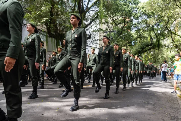 Salvador Bahia Brazil September 2022 Women Soldiers Brazilian Army Parading — Zdjęcie stockowe