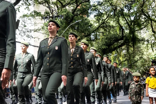 Salvador Bahia Brazil September 2022 Women Soldiers Brazilian Army Parading — стокове фото
