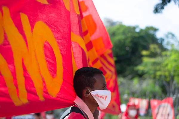 Salvador Bahia Brasil Noviembre 2021 Protestan Contra Gobierno Bolsonaro Con — Foto de Stock