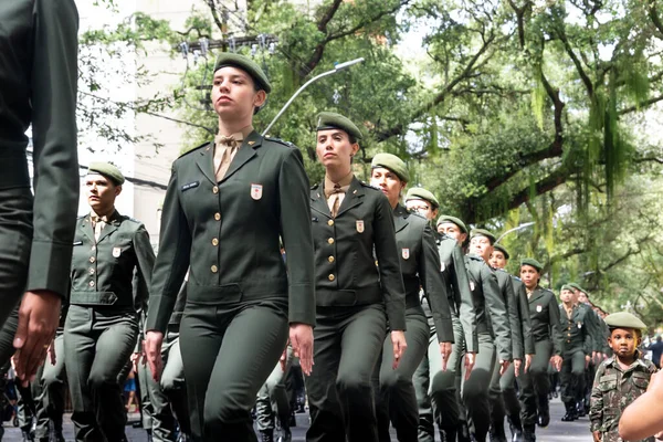 Salvador Bahia Brazil September 2022 Women Soldiers Brazilian Army Parading — стокове фото