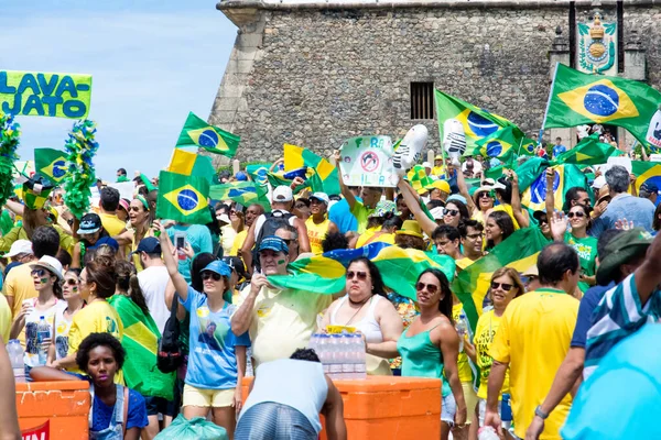 Salvador Bahia Brazil March 2016 Brazilians Protesting Government President Dilma — Stock Photo, Image